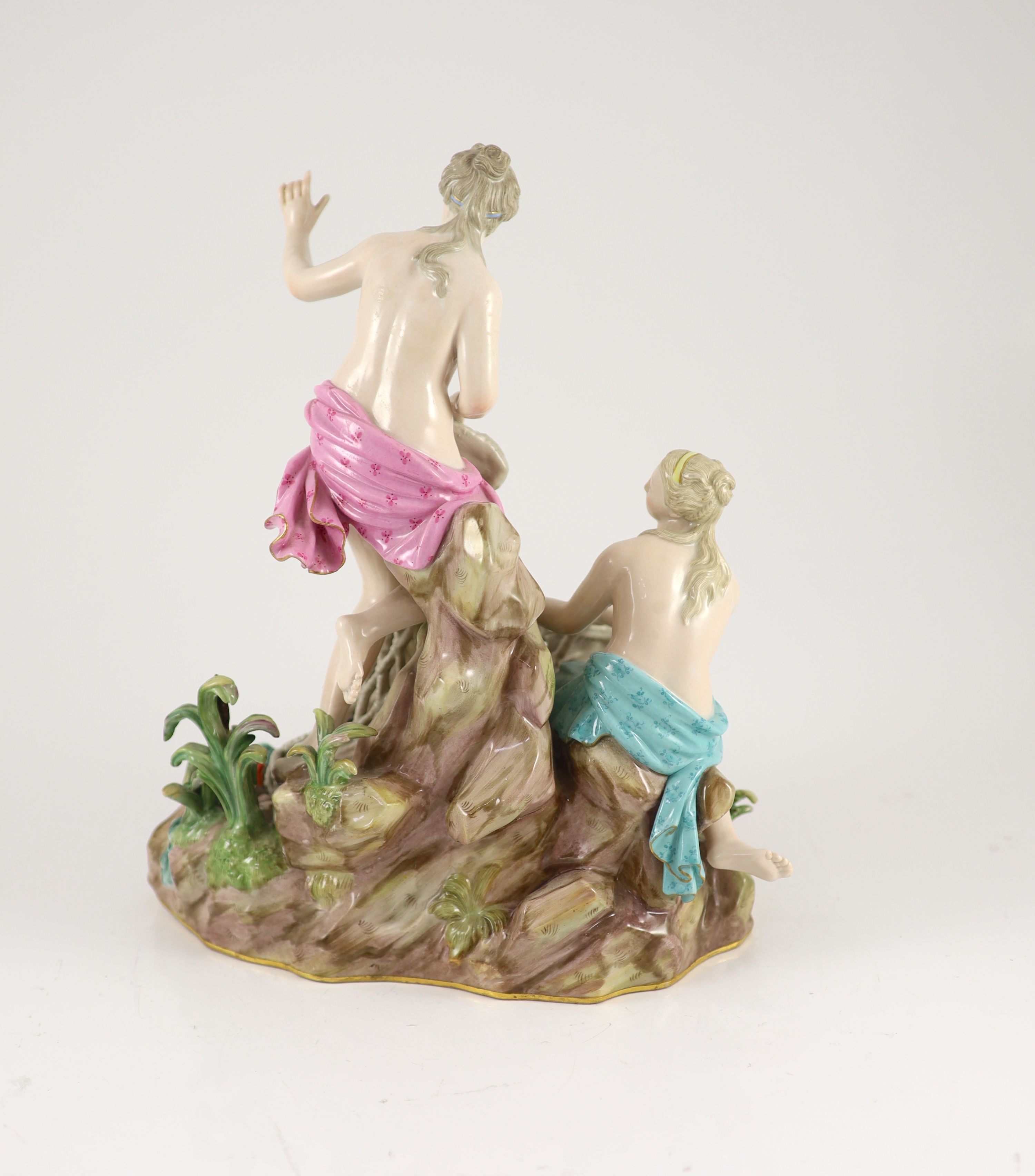 A Meissen group ‘The Capture of the Tritons, 19th century, modelled by Kandler, 31cm high, some restoration